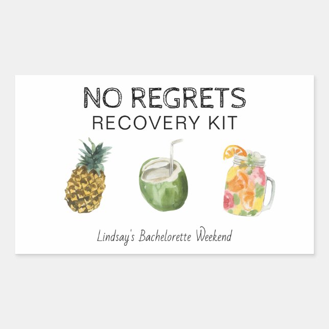 Pegatina Rectangular Kit de recuperación de Bachelorette No Regrets (Anverso)