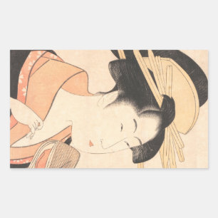 Pegatina Rectangular Kitagawa Utamaro Azumaya ningún arte japonés de 