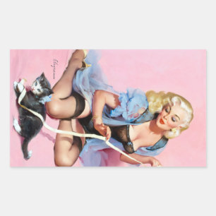 Pegatina Rectangular Kitty Pin Up