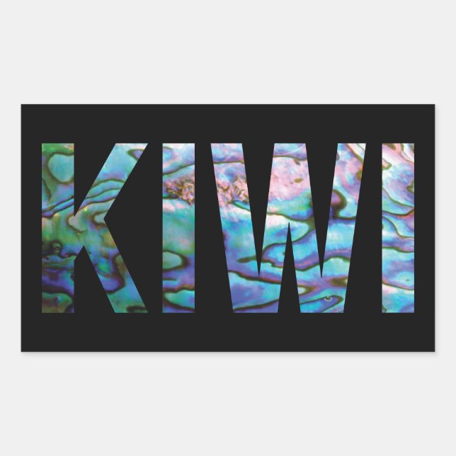 PEGATINA RECTANGULAR KIWI DE NUEVA ZELANDA PAUA (Anverso)