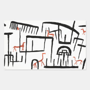 Pegatina Rectangular Klee - Animales en un gabinete
