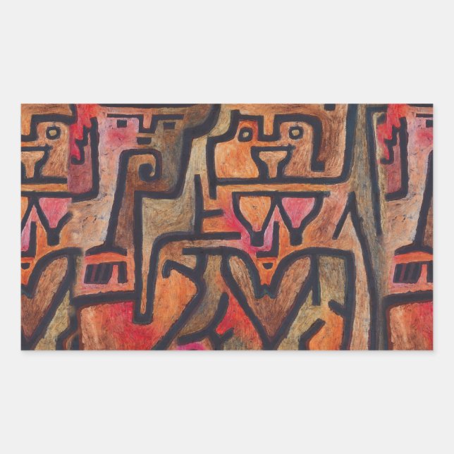 Pegatina Rectangular Klee Resumen de arte moderno expresionista foresta (Anverso)