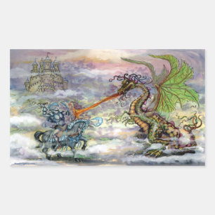 Pegatina Rectangular Knight n Dragon