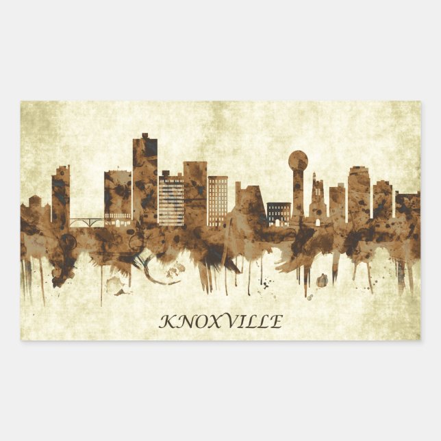Pegatina Rectangular Knoxville Tennessee City (Anverso)