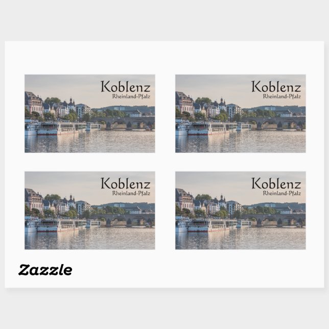 Pegatina Rectangular Koblenz Alemania Souvenir (Hoja)