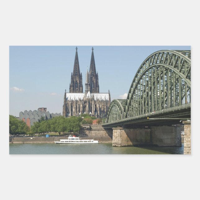 Pegatina Rectangular Koeln (Colonia) en Alemania (Anverso)