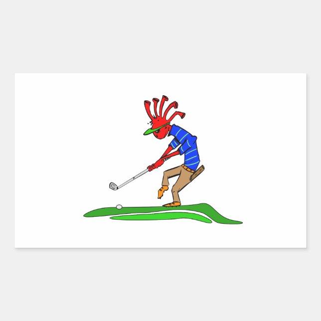 Pegatina Rectangular Kokopelli Golfer (Anverso)