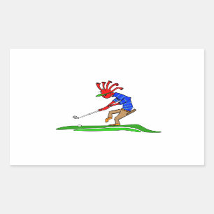 Pegatina Rectangular Kokopelli Golfer