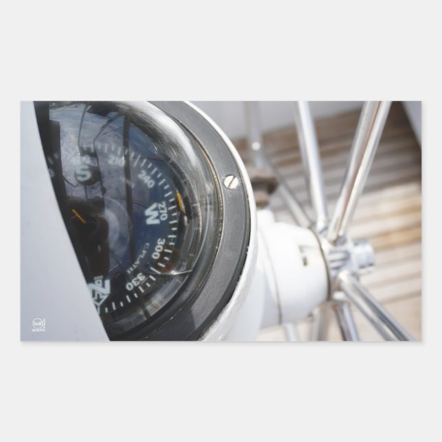 Pegatina Rectangular Kompas dat de richting geeft aan een avontuur.  (Anverso)