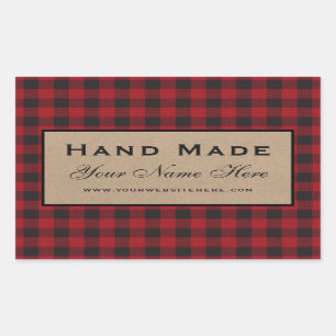 Pegatina Rectangular Kraft de manchas rojas hechas a mano