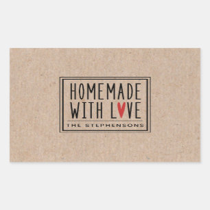 Pegatina Rectangular Kraft personalizado hecho con amor