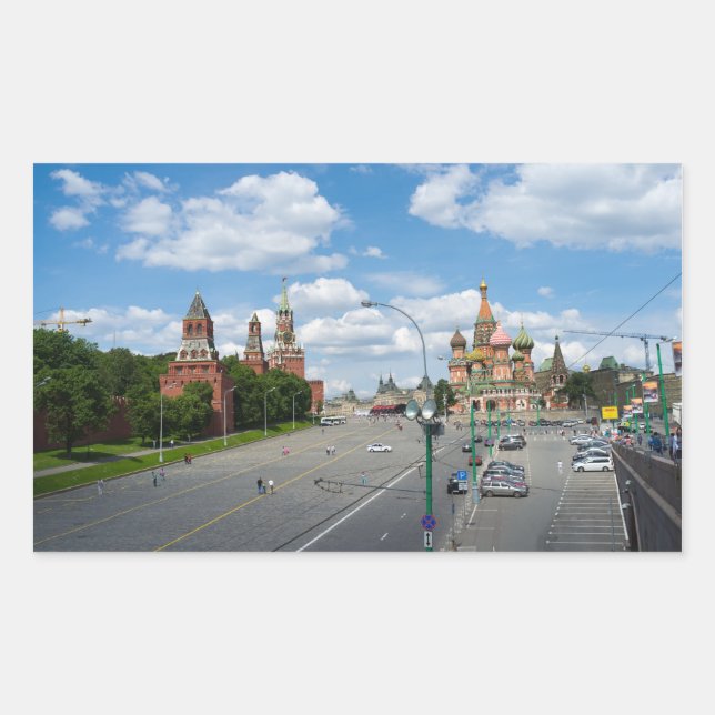 Pegatina Rectangular Kremlin de Moscú (Anverso)