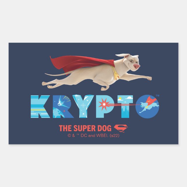 Pegatina Rectangular Krypto El Superperro (Anverso)