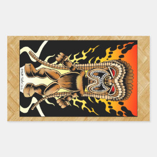 Pegatina Rectangular Ku, Dios hawaiano tiki