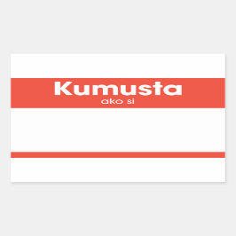 Pegatina Rectangular "Kumusta Ako Si" Hola Mi Nombre Es Rojo