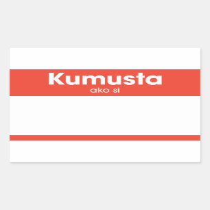 Pegatina Rectangular "Kumusta Ako Si" Hola Mi Nombre Es Rojo