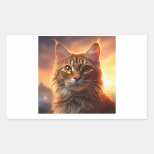 Pegatina Rectangular Kurilian Bobtail Cat