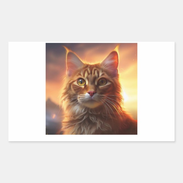 Pegatina Rectangular Kurilian Bobtail Cat (Anverso)