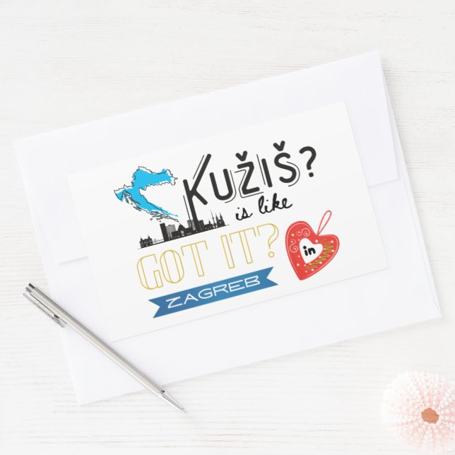 Pegatina Rectangular ¿Kužiš? Croacia Zagreb (Sobre)