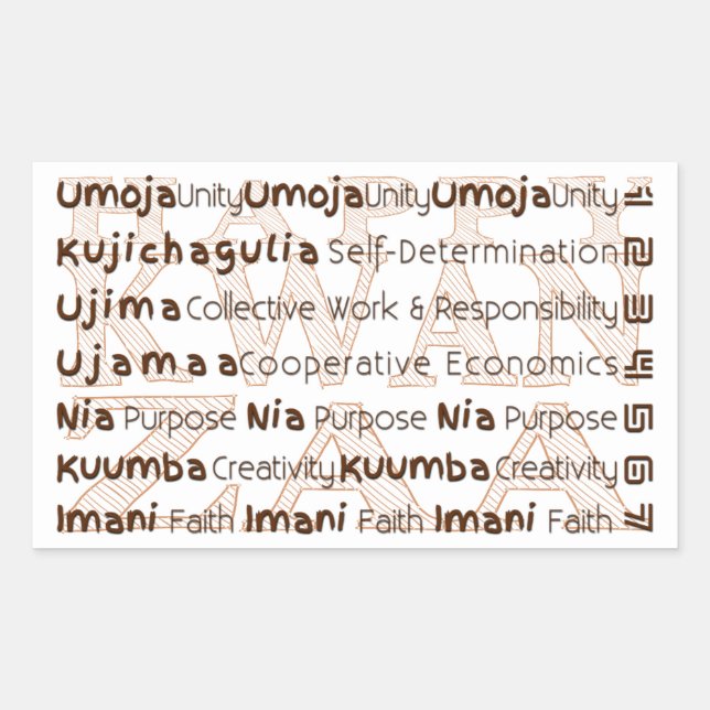 Pegatina Rectangular Kwanzaa feliz moderna (Anverso)