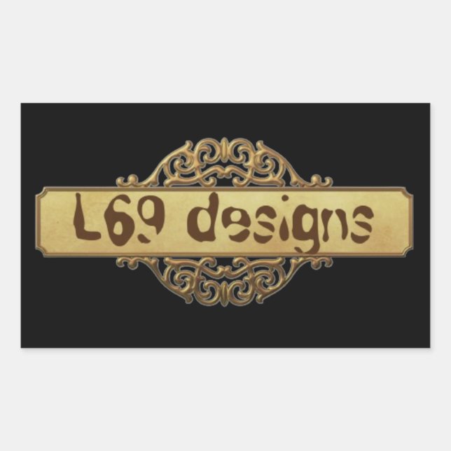 PEGATINA RECTANGULAR L69 DISEÑA BANNER DE ORO (Anverso)