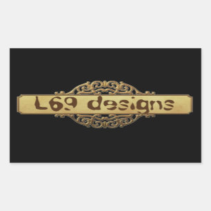 PEGATINA RECTANGULAR L69 DISEÑA BANNER DE ORO