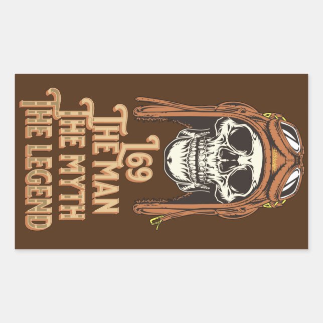 PEGATINA RECTANGULAR L69 EL HOMBRE EL MITO LA LEYENDA (Anverso)