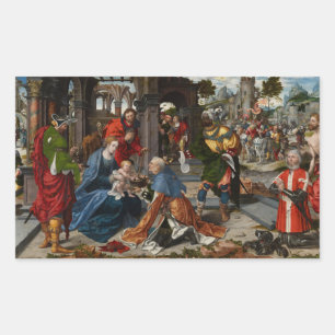 Pegatina Rectangular La adoración del Magi