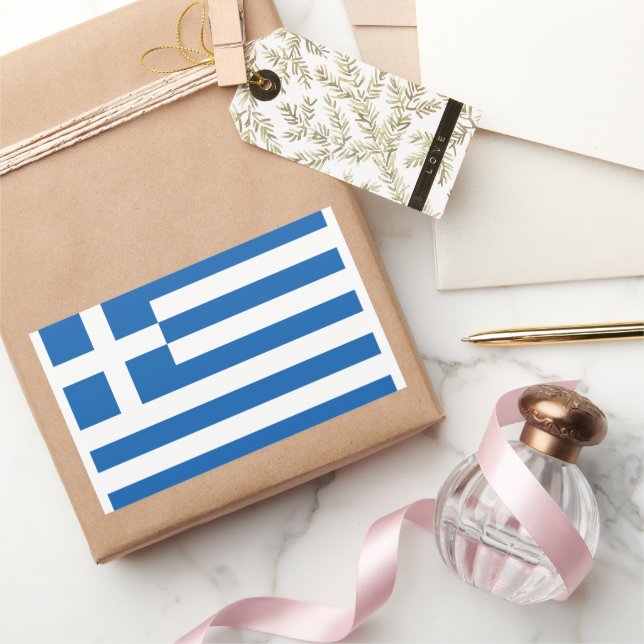 Pegatina Rectangular La bandera de Grecia  (Regalar)
