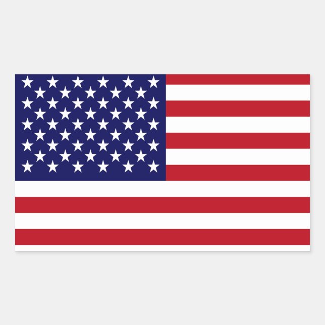 Pegatina Rectangular La bandera estadounidense (Anverso)