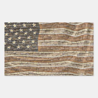 Pegatina Rectangular La bandera patriótica vintage de Estados Unidos en