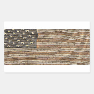 Pegatina Rectangular La bandera patriótica vintage de Estados Unidos en