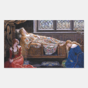 Pegatina Rectangular La Bella Durmiente, c. 1921 por John Collier