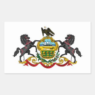 Pegatina Rectangular La capa del estado de Pennsylvania arma América