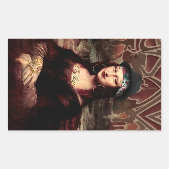 Pegatina Rectangular La Chola Mona Lisa (Anverso)