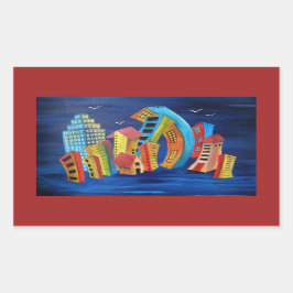 Pegatina Rectangular La ciudad flotante