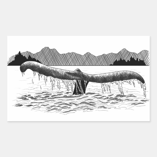 Pegatina Rectangular La cola de la ballena (Anverso)