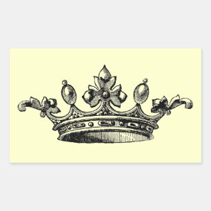 Pegatina Rectangular La Corona Real Vintage