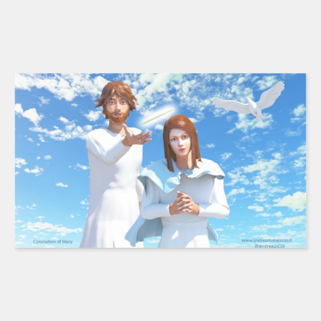 Pegatina Rectangular La coronación de María (Anverso)