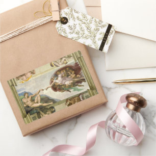 Pegatina Rectangular La Creación de Adán de Miguel Ángel (Creación de A