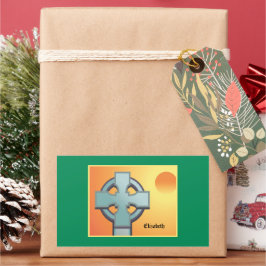 Pegatina Rectangular La cruza de bendiciones irlandesas personalizada