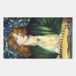 Pegatina Rectangular La ducha azul (de Dante Gabriel Rossetti)