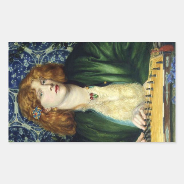 Pegatina Rectangular La ducha azul (de Dante Gabriel Rossetti) (Anverso)