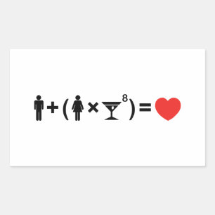 Pegatina Rectangular La ecuación del amor para las mujeres