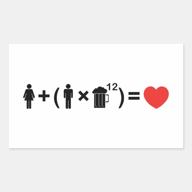 Pegatina Rectangular La ecuación del amor para los hombres (Anverso)
