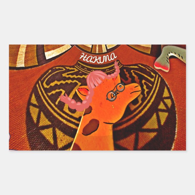 Pegatina Rectangular La elegante y divertida jirafa de estilo africano (Anverso)