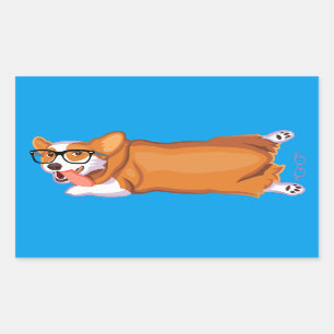 Pegatina Rectangular La explosión de Corgi