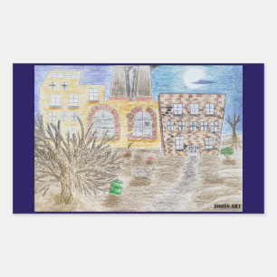 Pegatina Rectangular La fábrica rota de maquinaria perdida