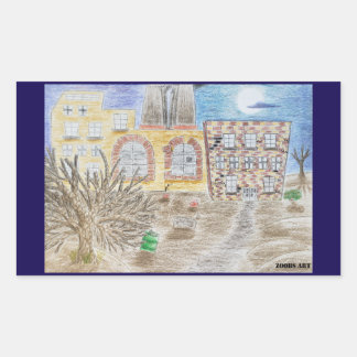 Pegatina Rectangular La fábrica rota de maquinaria perdida