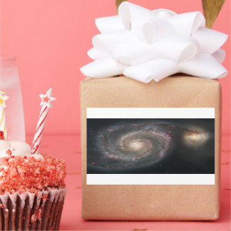 Pegatina Rectangular La galaxia Whirlpool M51 y la compañera en el espa
